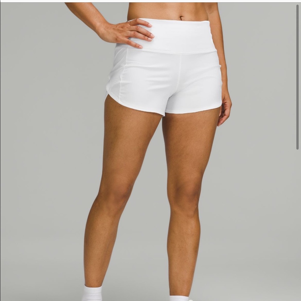 White Lululemon Speed Up High-Rise Lined Short 4”
